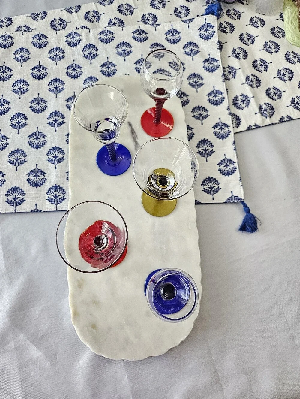 VTG The Bombay Company Colorful Twisted Spiral Stem Cordial Glasses Set of 5